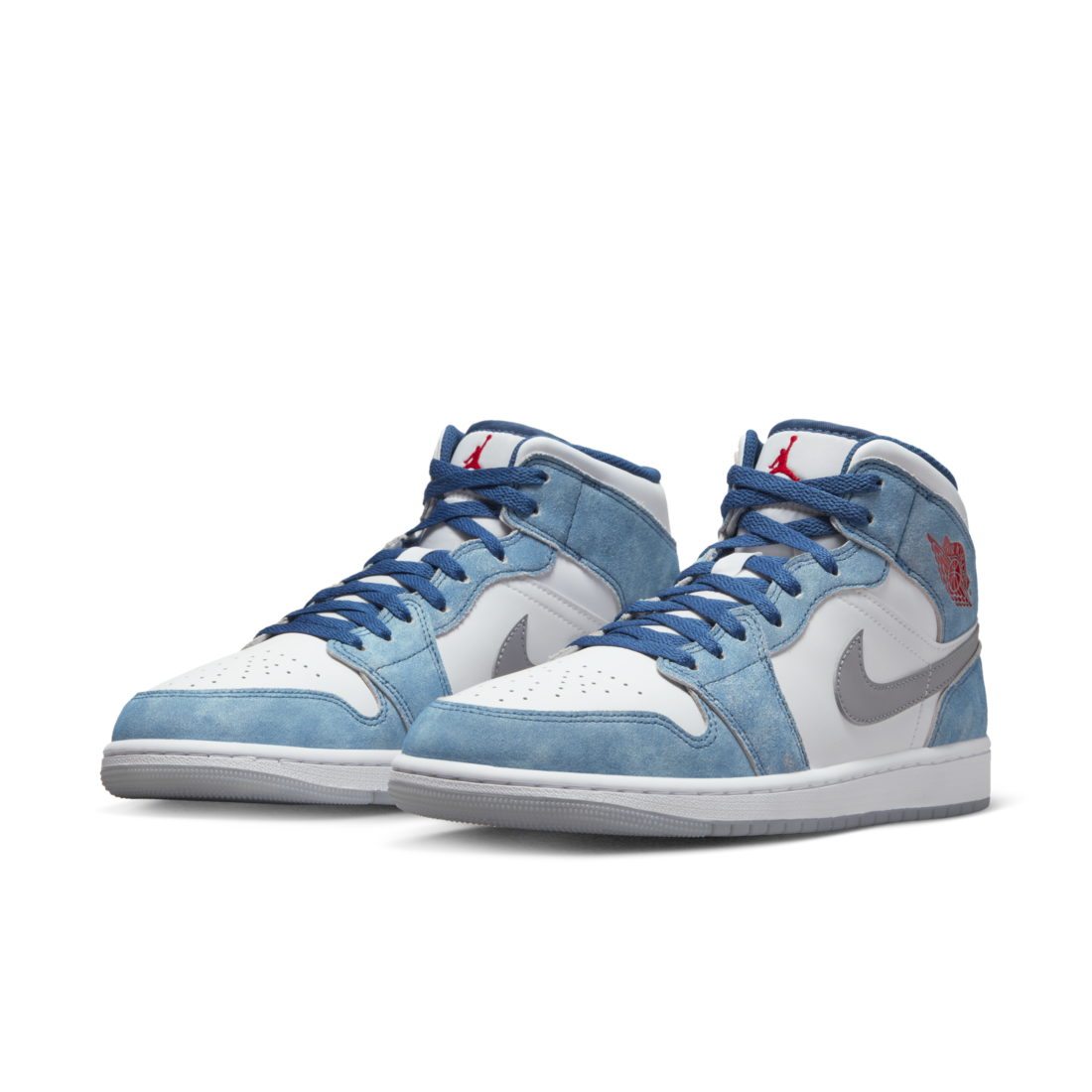 Air Jordan 1 Mid French Blue Fire Red GS