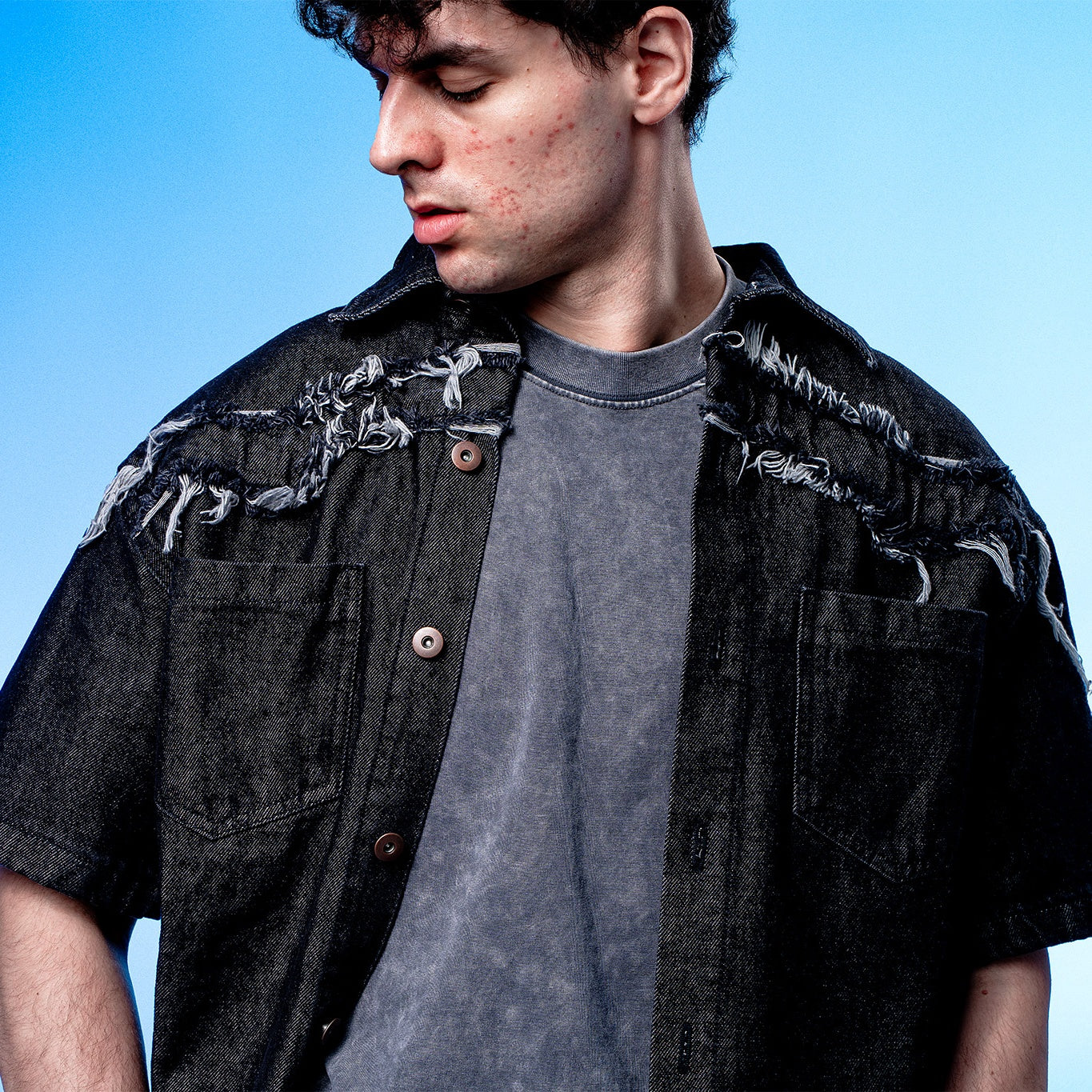 Son of Stars Black Denim Washed Shirt