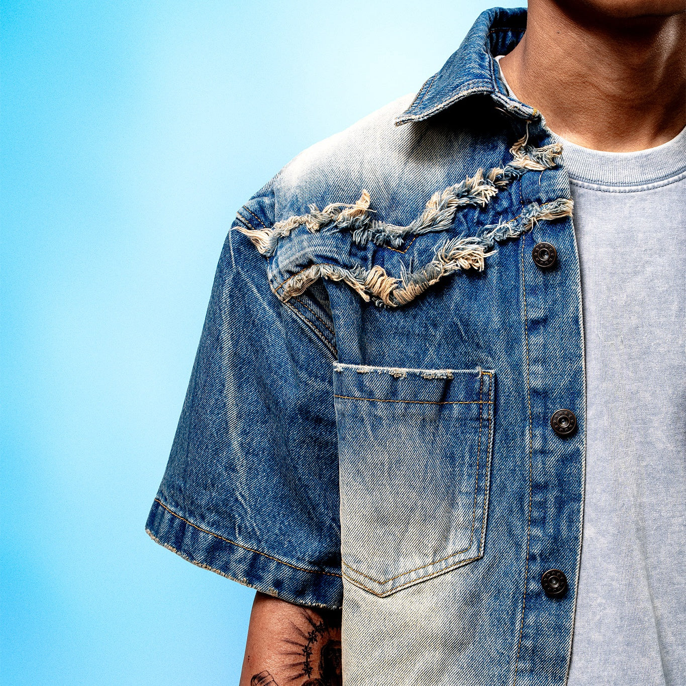 Son of Stars Blue Denim Washed Shirt