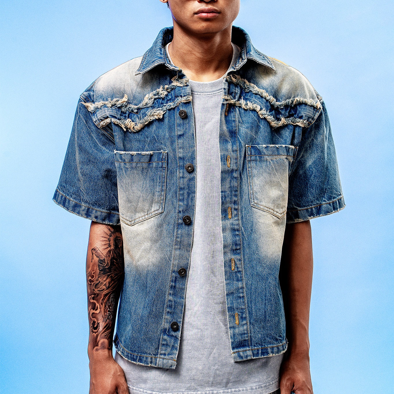 Son of Stars Blue Denim Washed Shirt