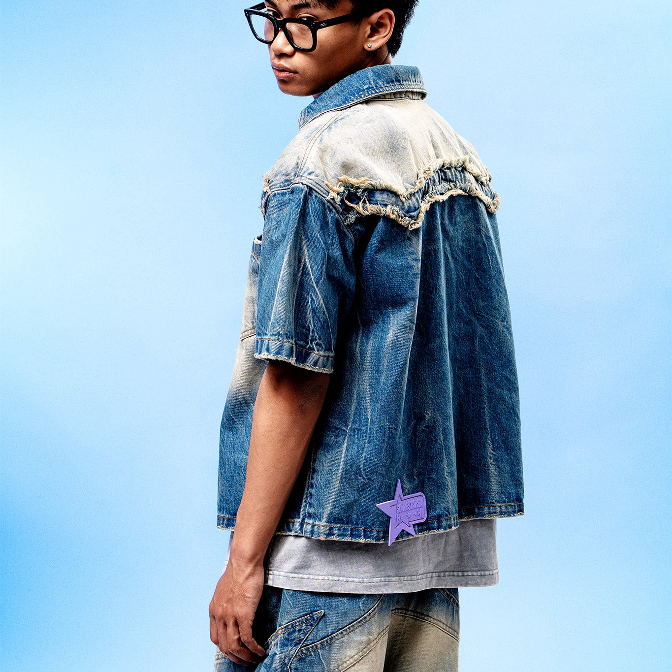 Son of Stars Blue Denim Washed Shirt