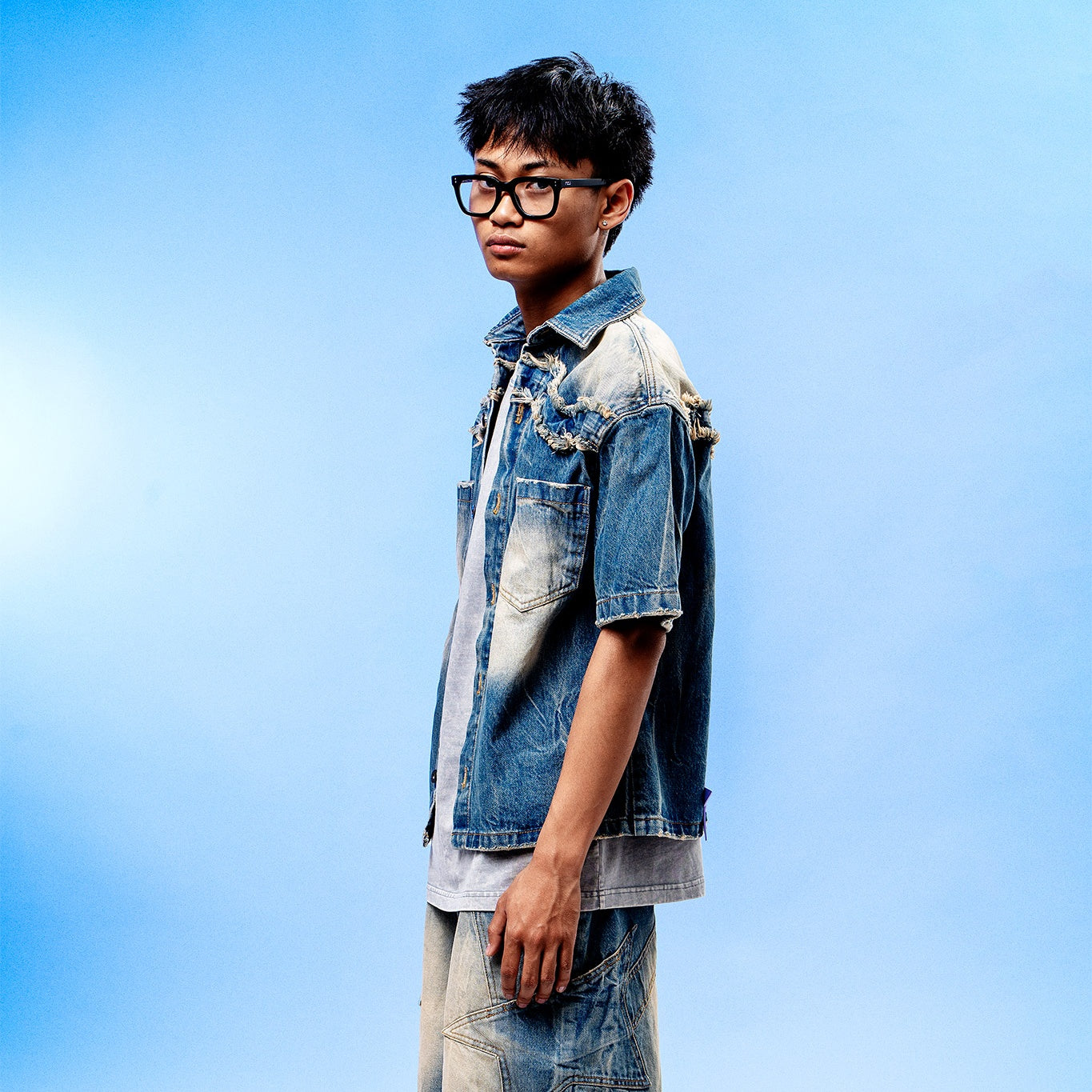 Son of Stars Blue Denim Washed Shirt