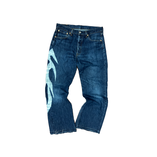Lorenzo Arena Levi's 501 Blu Scuro Distressed W33