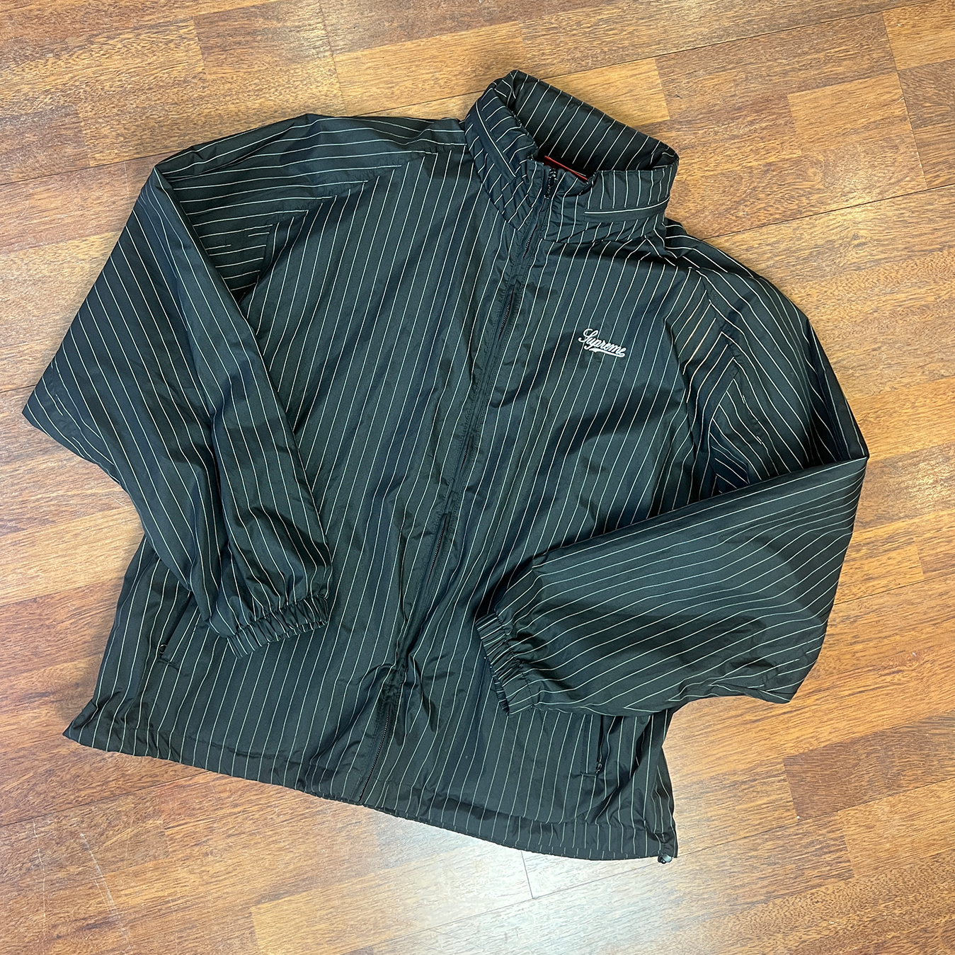 Supreme Reflective Pinstripe Track Jacket Black Taglia M (Usato)